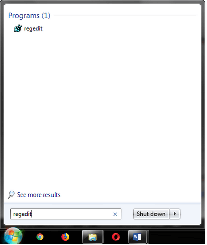 Start regedit