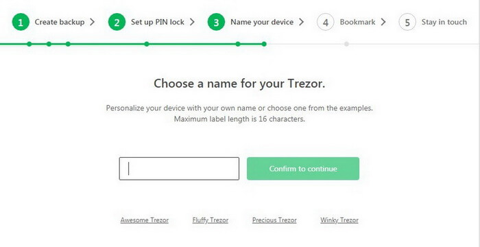 Choose a name for Trezor