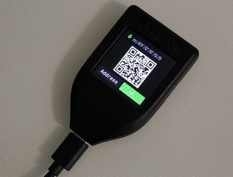 QR code on Trezor