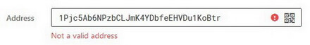Не правильный BTC адрес