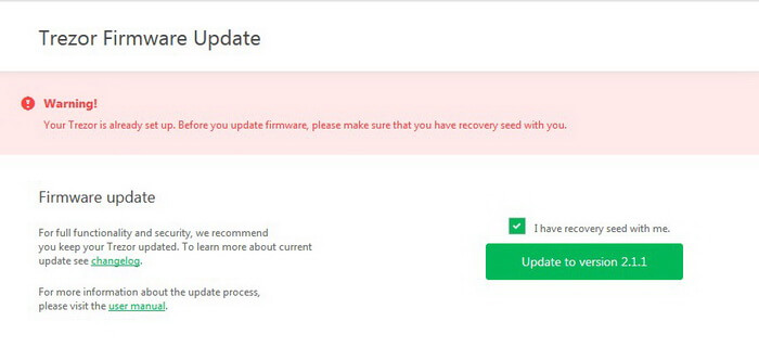 Trezor firmware update