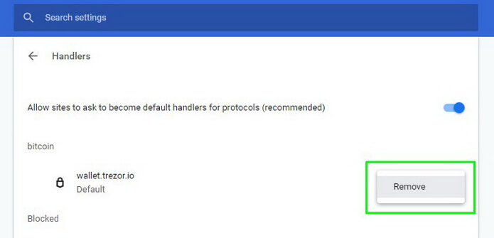 Google Chrome Bitcoin links remove
