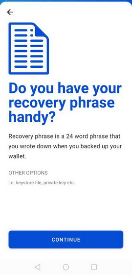 your recovery phrase