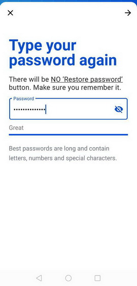 type your password again