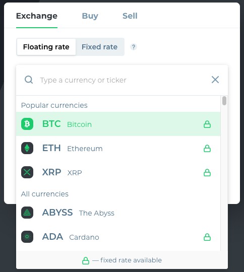 Changelly exchange