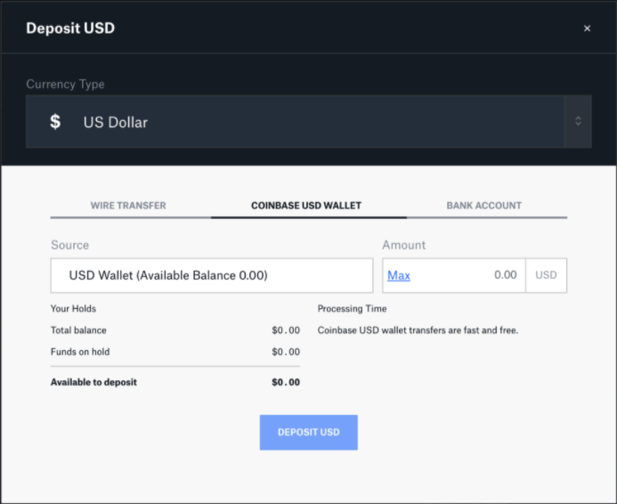 coinbase deposit history