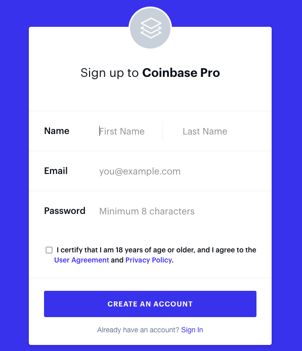 coinbase pro finish signing up