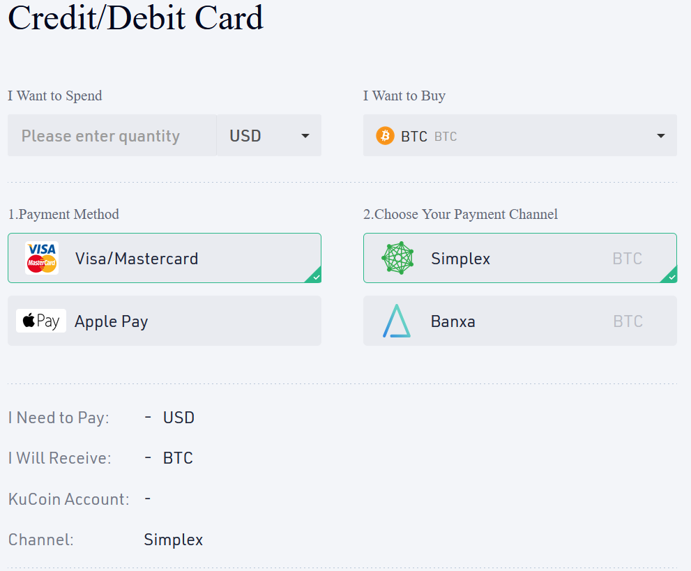 pay with debit card on kucoin